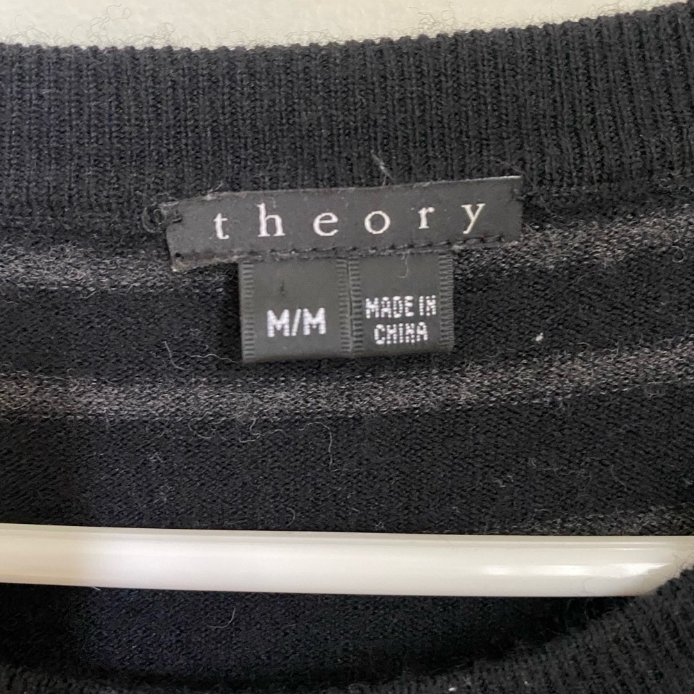 Theory Wool Blend Milly New Steady Stripe Tie Waist Fit n Flare Sweater Dress- M - Picture 4 of 11